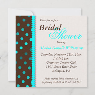 Braun-u/Türkis-Dots-Bridal-Dusche Einladung
