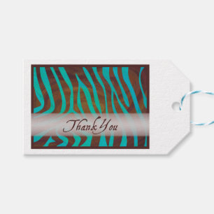 Braun und Aquamarines Zebra-Muster Vielen Dank Geschenkanhänger