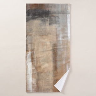 Braun und Beige Abstrakte Kunst Malerei abstrakt, Badehandtuch