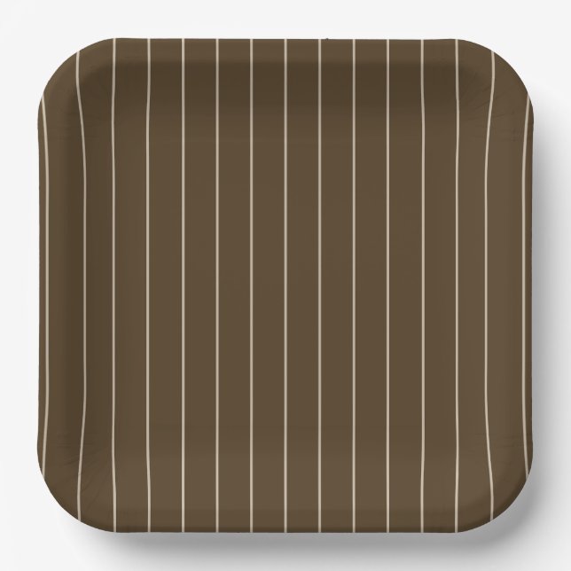 Braun- und Beige gestreifte Pappteller - 23 cm  (Vorderseite)