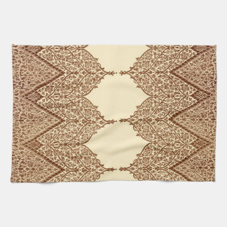 Braun und Beige Indische Spitze Vintage Design Mus Handtuch