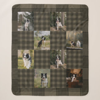 Braun und Beige Karo 8 Foto-Collage Sherpadecke
