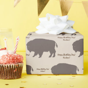 Braun und Beige Tan Rustic Buffalo Custom Message Geschenkpapier