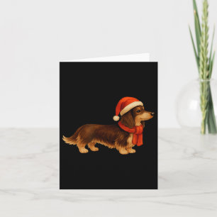 Braun und Beige Weihnachten Dachshund Weihnachtsma Karte