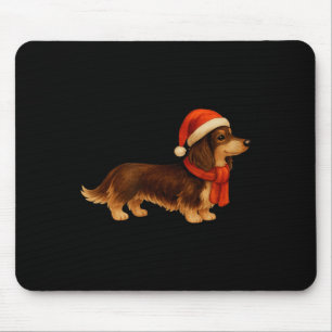 Braun und Beige Weihnachten Dachshund Weihnachtsma Mousepad