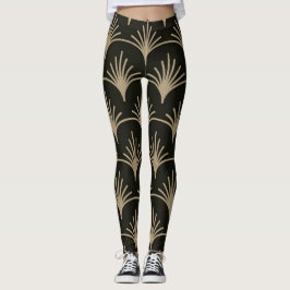 Braun und Biege Art Deco Design Leggings