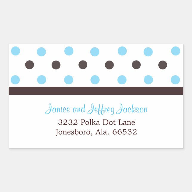 Braun und Blau: Polka Dot Address Sticker (Vorderseite)