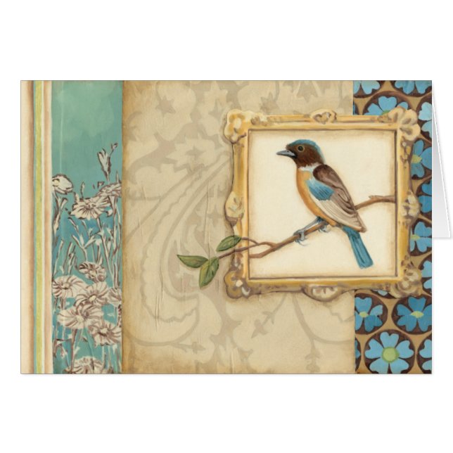 Braun und Blauer Vogel auf einer Zweigstelle nach  (Vorderseite (Horizontal))