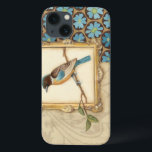 Braun und Blauer Vogel auf einer Zweigstelle nach  Case-Mate iPhone Hülle<br><div class="desc">Meagan Meagher ist ein talentierter abstrakter Designer. Dieses Bild enthält viele verschiedene neutrale und lebendige Farben wie aquamarin-blau,  beige und hellgelb. Der Rahmen um den Vogel fügt eine klassische Touch hinzu. Passen Sie Ihr liebstes Zazzle-Produkt mit diesem schönen Bild an.</div>