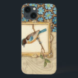 Braun und Blauer Vogel auf einer Zweigstelle nach  Case-Mate iPhone Hülle<br><div class="desc">Meagan Meagher ist ein talentierter abstrakter Designer. Dieses Bild enthält viele verschiedene neutrale und lebendige Farben wie aquamarin-blau,  beige und hellgelb. Der Rahmen um den Vogel fügt eine klassische Touch hinzu. Passen Sie Ihr liebstes Zazzle-Produkt mit diesem schönen Bild an.</div>