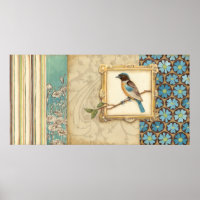 Braun und Blauer Vogel auf einer Zweigstelle nach