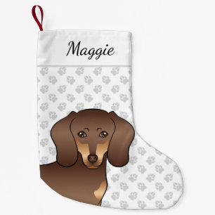 Braun und brauner Kurzhaar-Dachshund-Hundskopf & N Kleiner Weihnachtsstrumpf