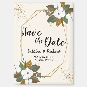 Braun- und cremefarbene florale Hochzeit - Termin Magnet