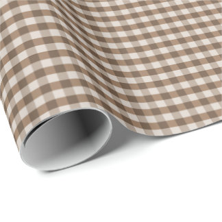 Braun- und cremefarbene Gingham-Karo-Muster-Gesche Geschenkpapier