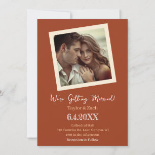 Braun- und cremefarbene Retro-Foto-Hochzeit Einladung
