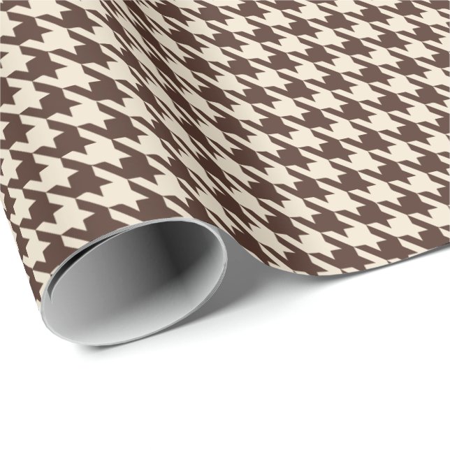 Braun- und cremefarbener Houndstooth-Klassiker  Geschenkpapier (Rolleneckpunkt)
