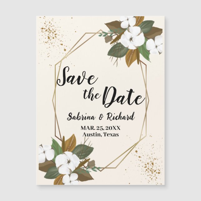 Braun- und Cremflorehohe retten das Datum Magnetkarte (Vorderseite)