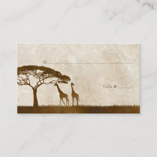 Braun und Elfenbein Afrikanische Giraffe Hochzeits Platzkarte