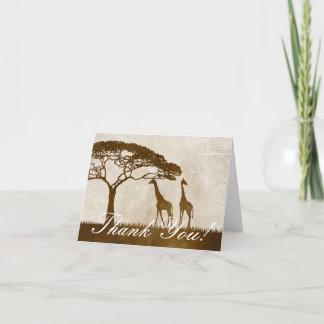 Braun und Elfenbeinafrikanischer Giraffe Hochzeit  Dankeskarte