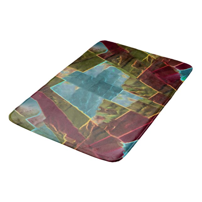 Braun- und gepunktet aussehendes Schnitzwachs Badematte (Schrägansicht)