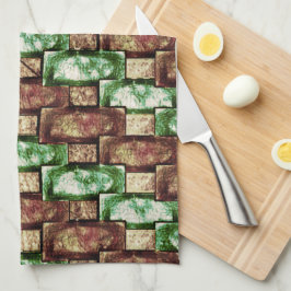 Braun und grün, gepunktet, rechteckige Stücke gesc Geschirrtuch