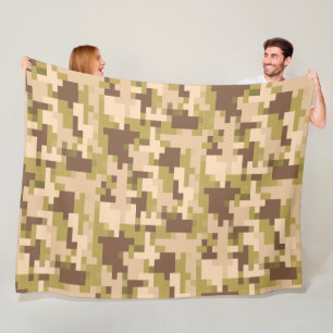 Braun und grüne digitale Camouflage-Flanelldecke Fleecedecke