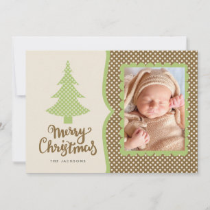 Braun und grüner Polka Dots Weihnachtsgebäck Foto Feiertagskarte