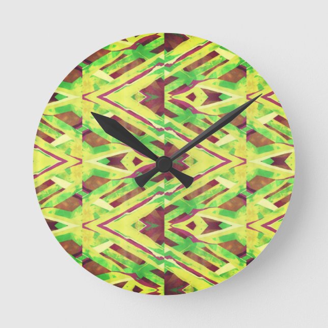 Braun- und Grünmuster Runde Wanduhr (Vorderseite)