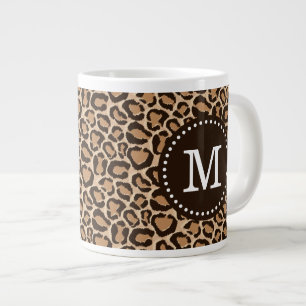 Braun und Leopard Print Custom Monogram Jumbo-Tasse