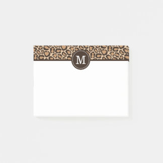 Braun und Leopard Print Custom Monogram Post-it Klebezettel