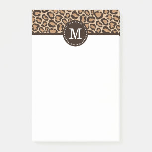 Braun und Leopard Print Custom Monogram Post-it Klebezettel