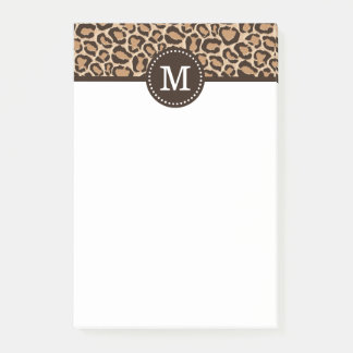 Braun und Leopard Print Custom Monogram Post-it Klebezettel
