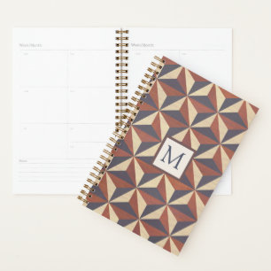 Braun und Navy stilvoll geometrisch monogrammiert Planer