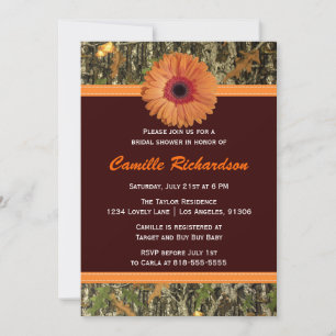 Braun-und Orange Daisy Bridal Dusche Einladung