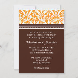 Braun und Orange Damask Einladung