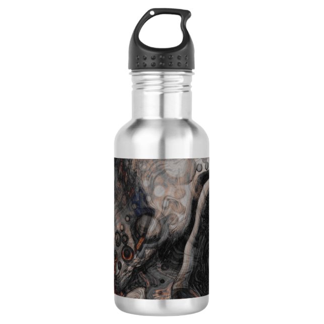 Braun und orange Moderne Kunst Edelstahlflasche (Vorderseite)