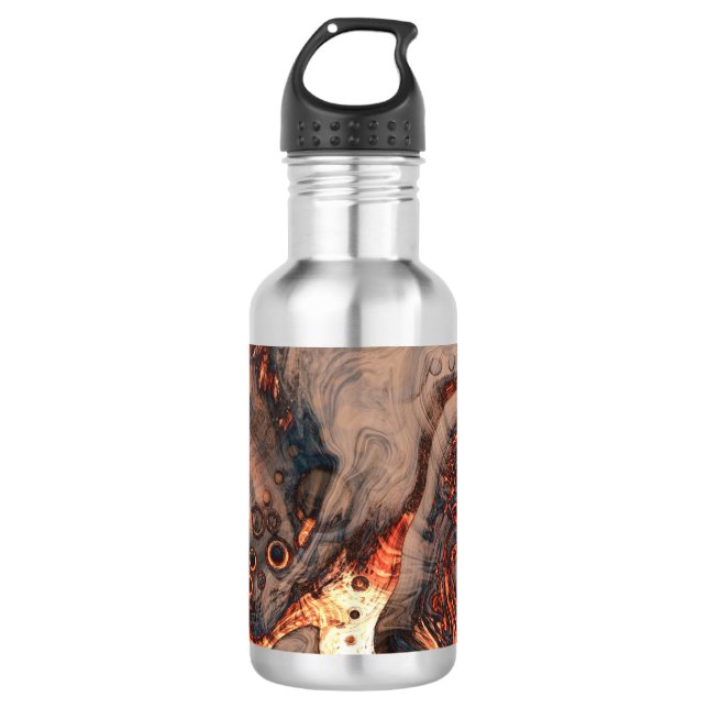Braun und orange Moderne Kunst Edelstahlflasche (Vorderseite)
