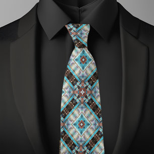 Braun und Pastelle Diamond und X Muster Neck Tie Krawatte