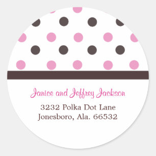 Braun und Rosa: Polka Dot Address Sticker