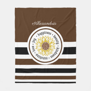 Braun und schwarz gestreifte Inspirationsblume Fleecedecke
