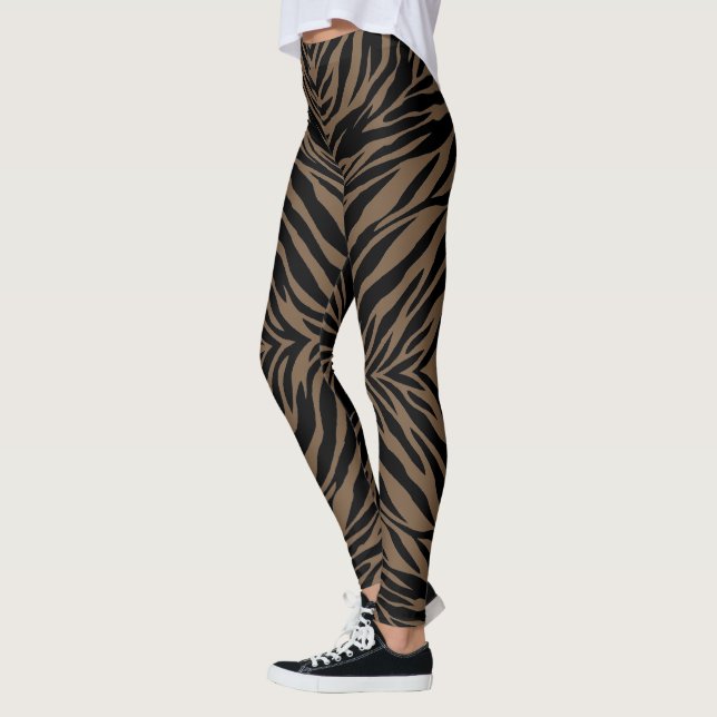 Braun- und schwarzer Zebradruck Leggings (Links)