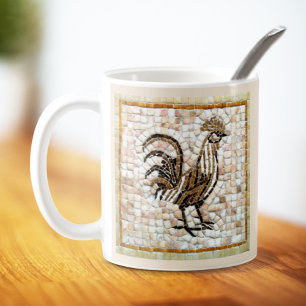 Braun- und Schwarzmosaik-Hahn-Kunst Kaffeetasse
