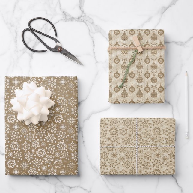 Braun und Tan Craft Weihnachten Geschenkpapier Set (Vorderseite)