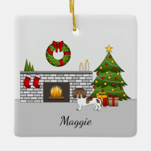 Braun und Tan Pipe Kurze Haare Dackel Weihnachten Keramikornament