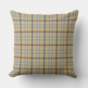 Braun und Wedgewood Blau Kariert Kissen