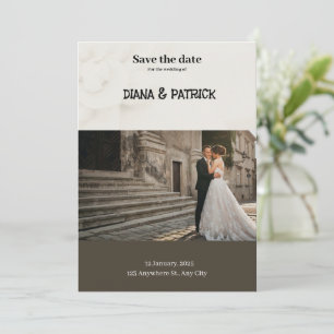 Braun und Weiß Einfache Save-the-Date-Karte  Einladung