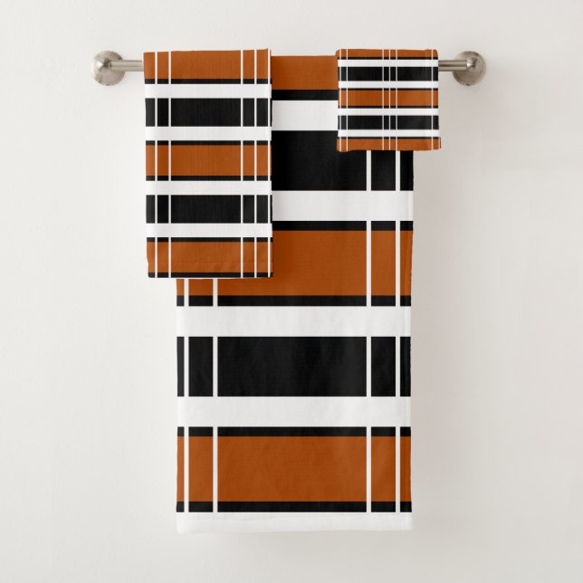 braun und weiß Kariert Badhandtuch Set (Insitu)
