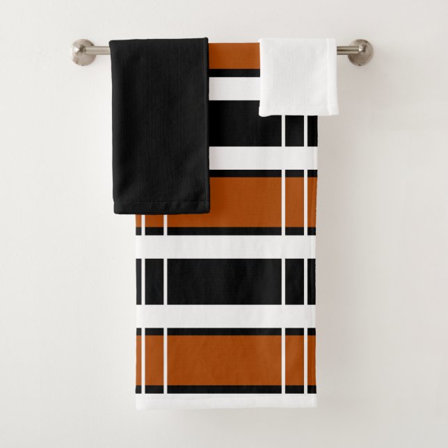 Braun und weiß Kariertes Badetuch Set (Insitu)