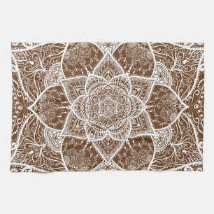 Braun und Weiß Mandala - Loergann in Acorn Geschirrtuch