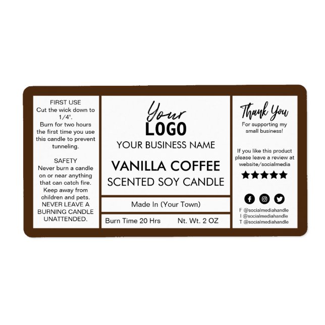 Braun-und Weißer Kaffee Szentrierte Sojaskerze (Vorne)